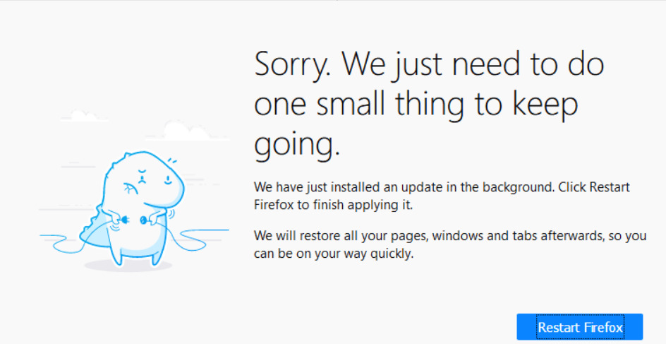 Firefox restart error