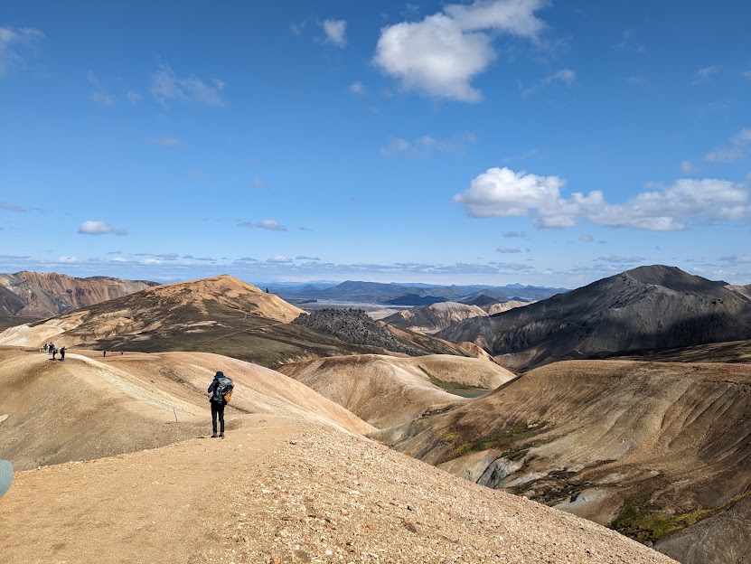 An image down from the mountains overlooking Landmannalaugar